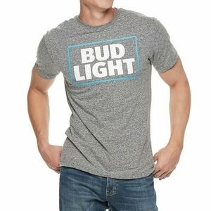 Bud Light Beer Heathered White Gray Short Sleeve Shirt Size Small NWOT